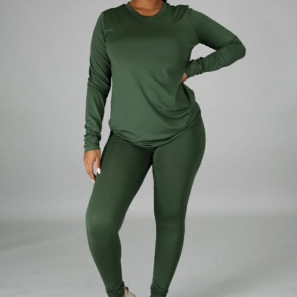 🎉Last one Two Piece Olive Green Legging Set - Picture 2 of 5